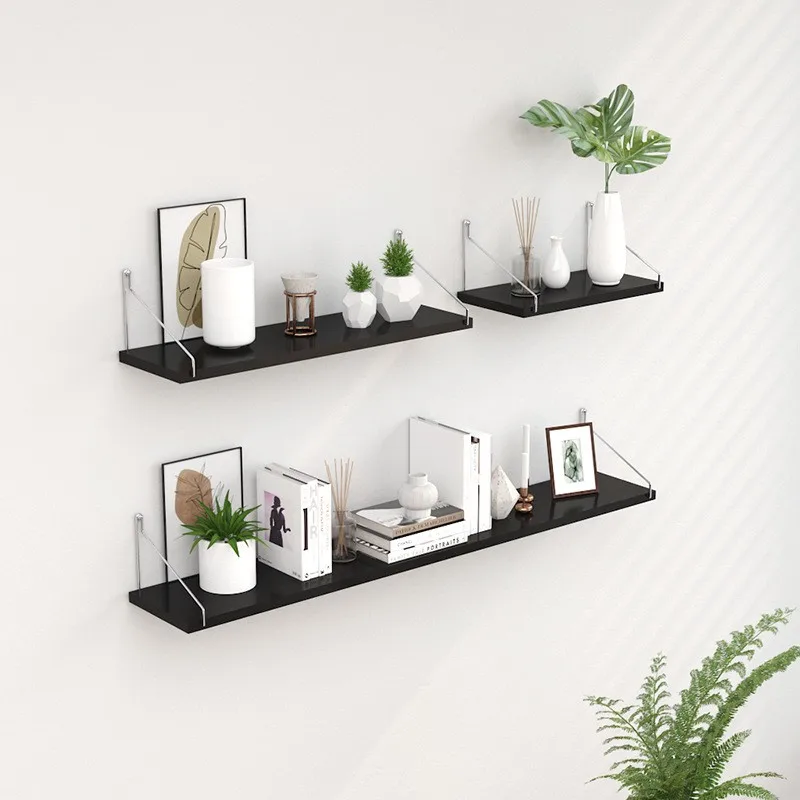 Wall Mounted Shelf No Drilling Kitchen Living Room Bedroom Dormitory One-Row Bookshelf Storage Simple Modern Style Display Rack