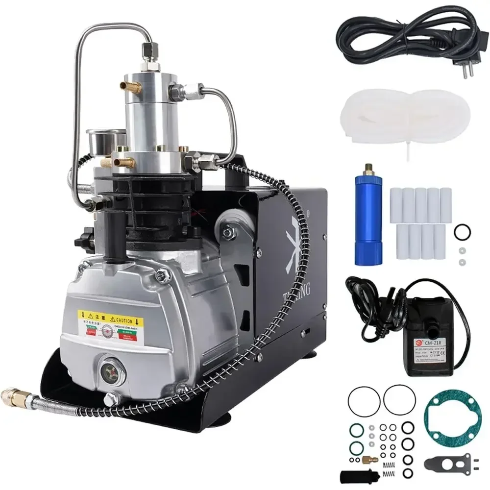 Adjustable Pressure Electric Air Compressor with Dual Cooling System for Tank Charging, 4500 PSI/30 MPa/300 Bar