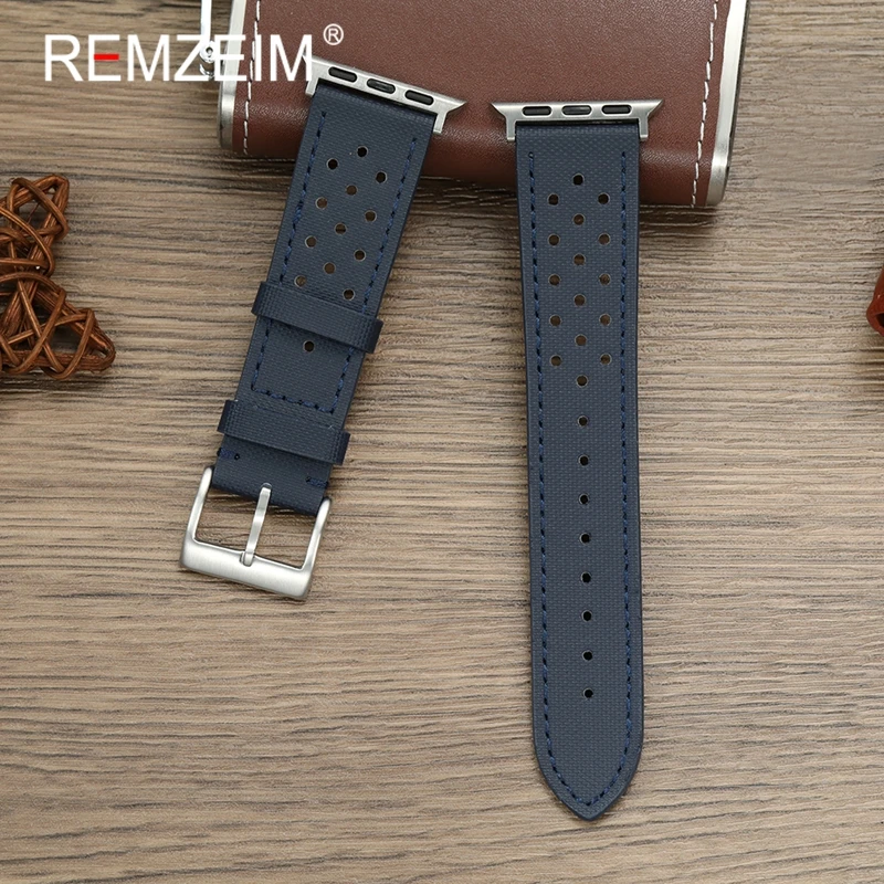 أساور معصم رياضية قابلة للتنفس لساعة أبل 1-10 SE Ultra Sailcloth حزام لساعة Iwatch 49/46/45/44/42/41/40/38 مللي متر