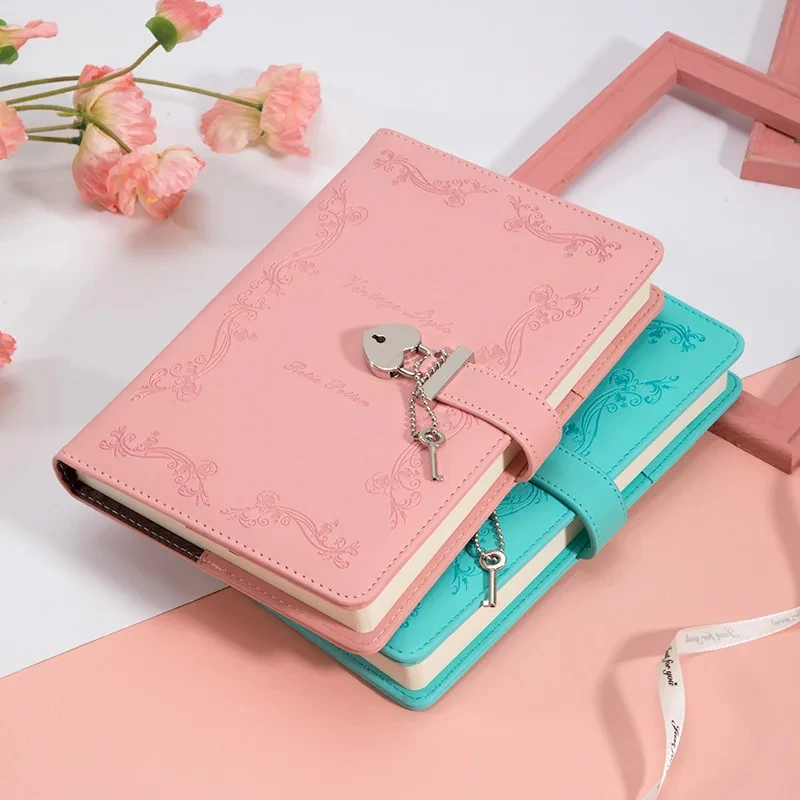 Portable Password Book Password Book With LockHeart-shaped Notepad Weekly Schedule Notebook for Time Plan