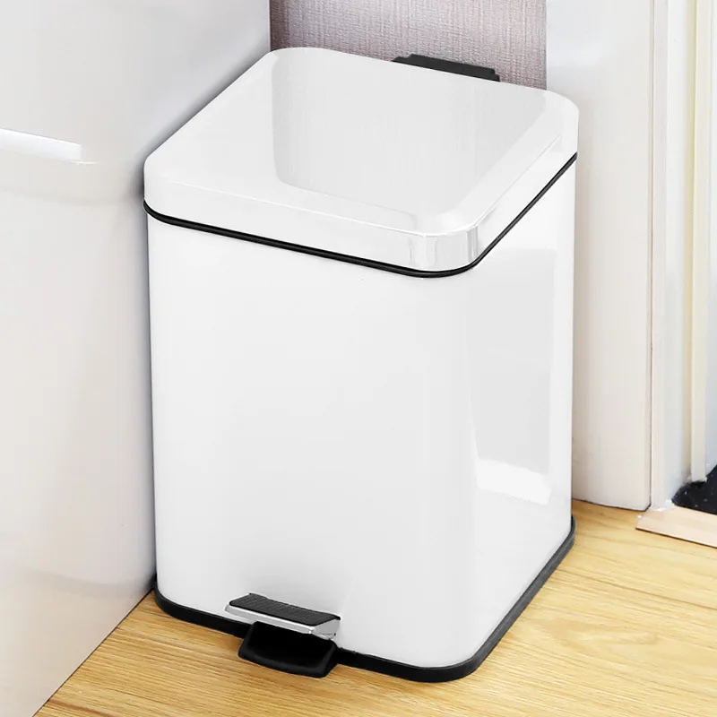 

Stainless Steel Trash Can Household Living Room Large Capacity Foot-Operated Trash Can with Lid Bathroom Paper Towel Basket