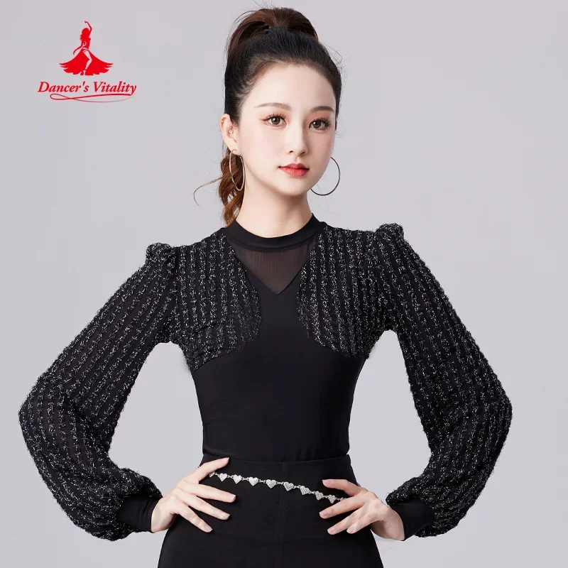 

Latin Dance Long Sleeved Top Women's Tango Chacha Samba Practice Clothes Adult Modern Dancing Professional Training Clothing