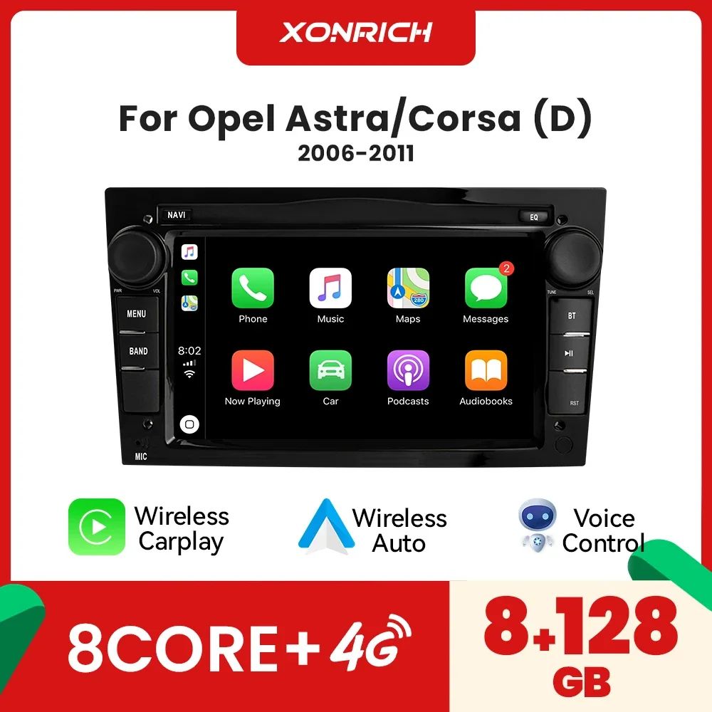 Wireless Carplay Android 12 Car Radio For Opel Astra H G J Antara Vectra C B Vivaro Corsa C D Zafira B 8G+128GB Stereo RDS Navi