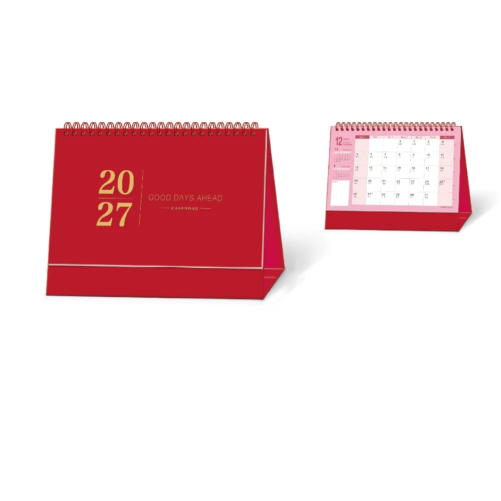 Paper 2027 Desk Calendar Spiral Binding Monthly View Monthly Planner Desktop Size Morandi Color Academic Planner