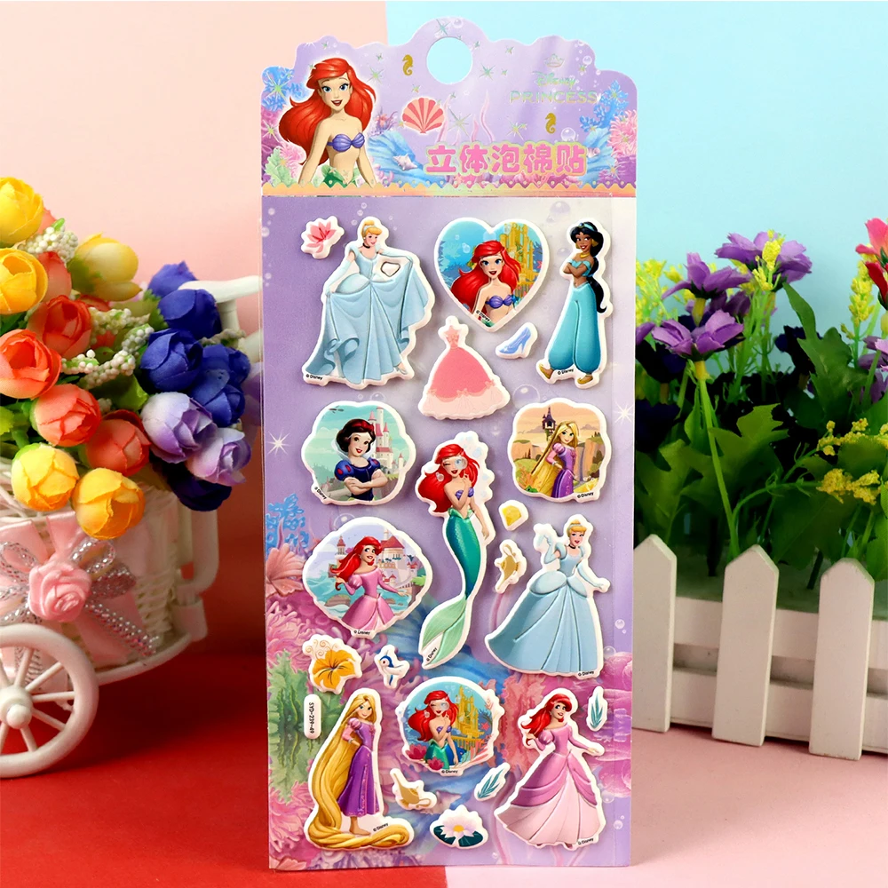4 pezzi Disney Cute Cartoon Princess 3D adesivi gonfi Biancaneve Ariel Kawaii Bubble Decalcomanie Decorative Notebook Telefono Auto Giocattolo Regalo