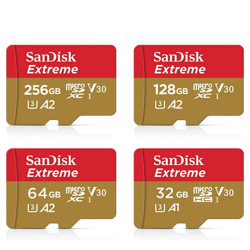 

SanDisk Extreme MicroSDXC A1 A2 U3 Memory Card Original UHS-I Cards USB3.0 4K Flash Micro SD Card for Camera GoPro DJI Nintendo