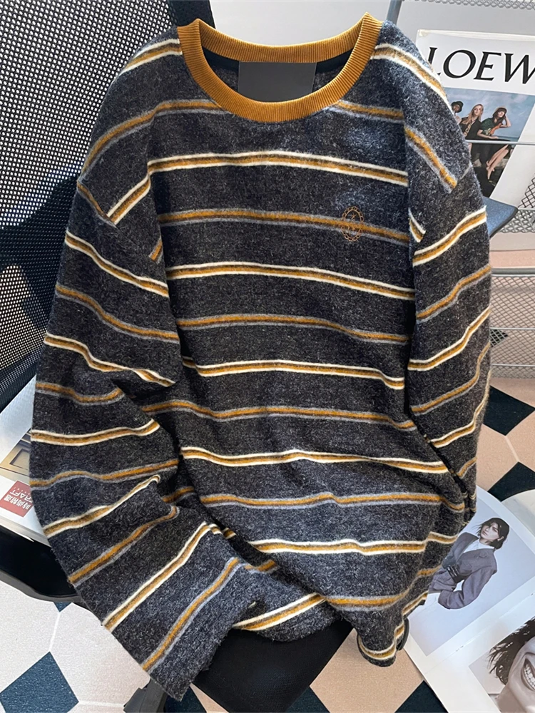 

Off plus Size Women's Long Sve T-irt Embroidered Brued Thiened Autumn Winter New Sle Striped Casual Cotton Tees