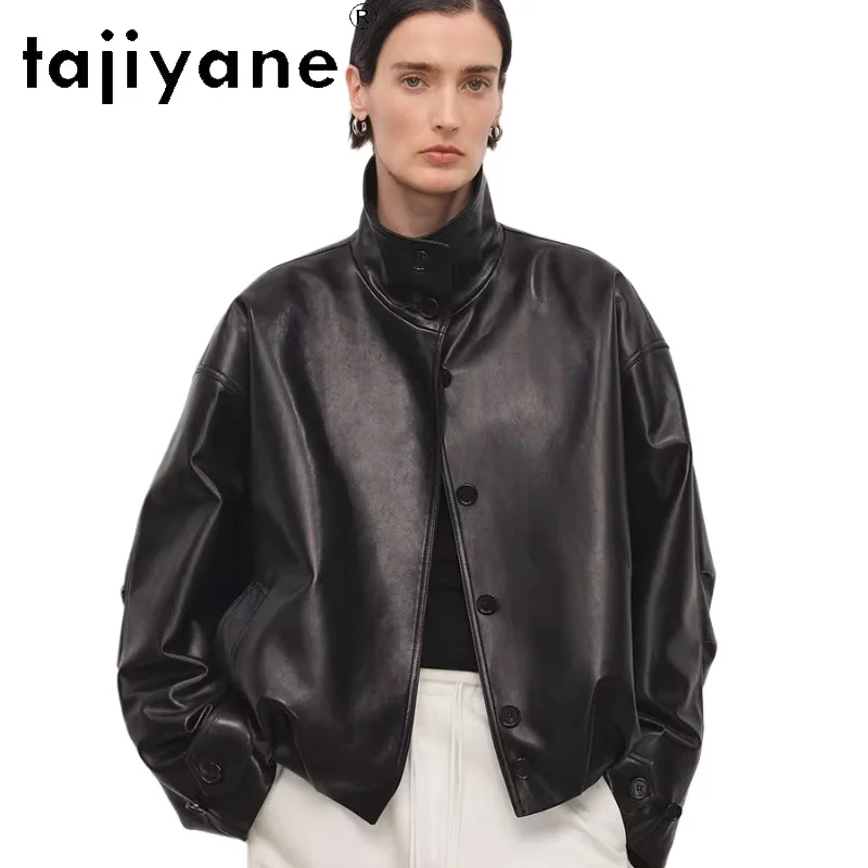 

Куртка TAJIYANE из 100% натуральной овчины, женская, в стиле ретро, из вощеной натуральной кожи, с полиэстеровым наполнителем, весенняя одежда 2026