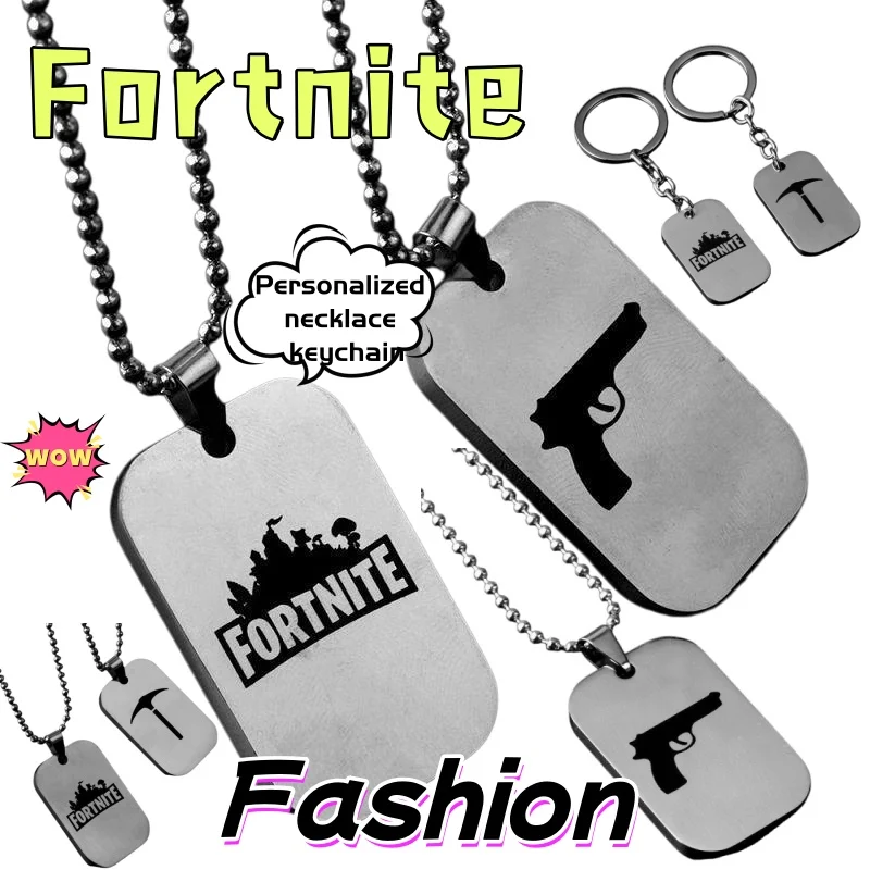 

Ожерелье с подвеской из нержавеющей стали Fortnite, милый модный мультяшный персонализированный креативный брелок Kawaii, подарок на день рождения друга