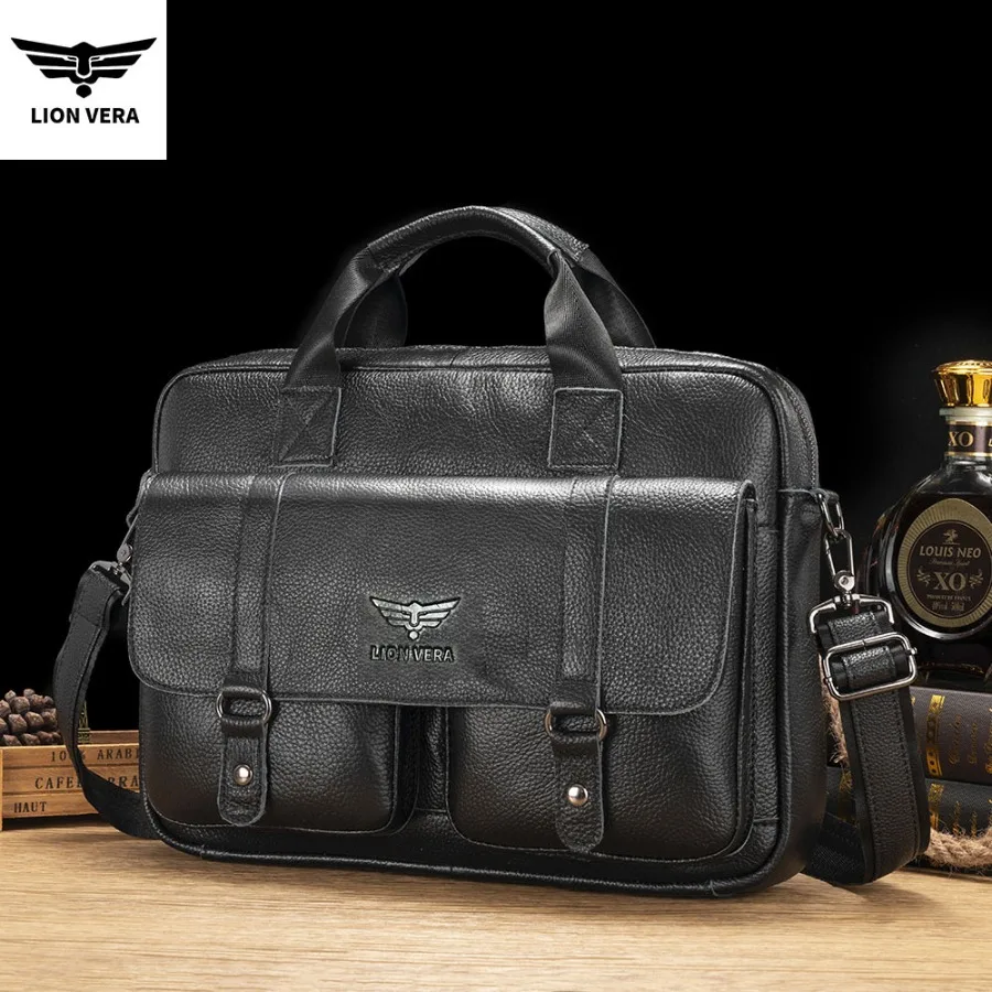 

【New style】Lion Vera top-layer cowhide briefcase men's - hot selling single-shoulder -slung computer bag large-capacity handbag