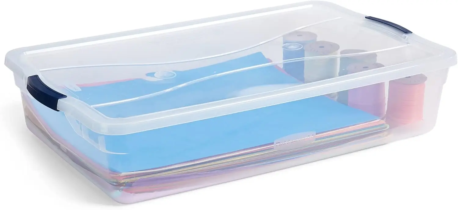 Qt Clear Storage Bins with Latching Lids, 4-Pack, Stackable, BPA-Free, Made in USA