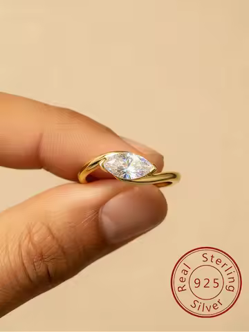 925 Sterling Silver Simple Shiny Wave Marquise Zircon Ring For Women Engagement Party Luxury High Quality Fine Jewelry Gifts