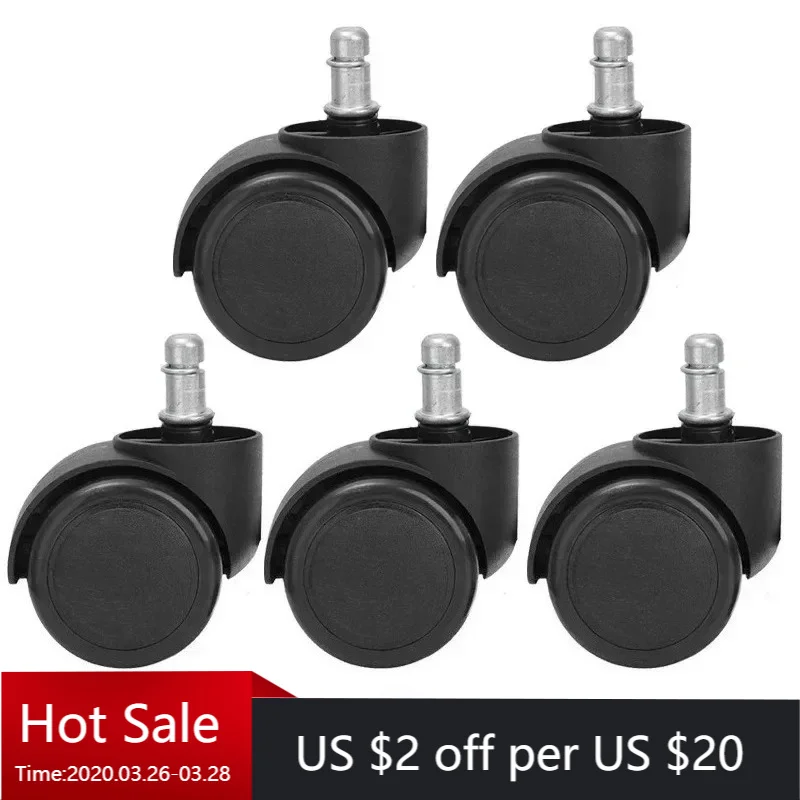 

Black Plastic Swivel Chair Casters Desk Chair Replacement Roller 50mm Office Revolving Chair Sofa Wheels Rolling Furniture Parts