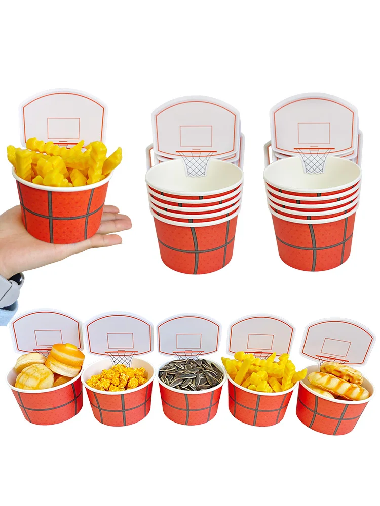 Basketball Papier Snack Schalen Einweg Dessert Lebensmittel Pappbecher Geburtstag Party Supplies Basketball Thema Geburtstag Party Dekore – Detail 2