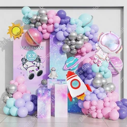 156Pcs Astronaut Rocket Balloon Garland Pink Purple Balloon Outer Space Theme Girls Birthday Party Decor Baby Shower Globos
