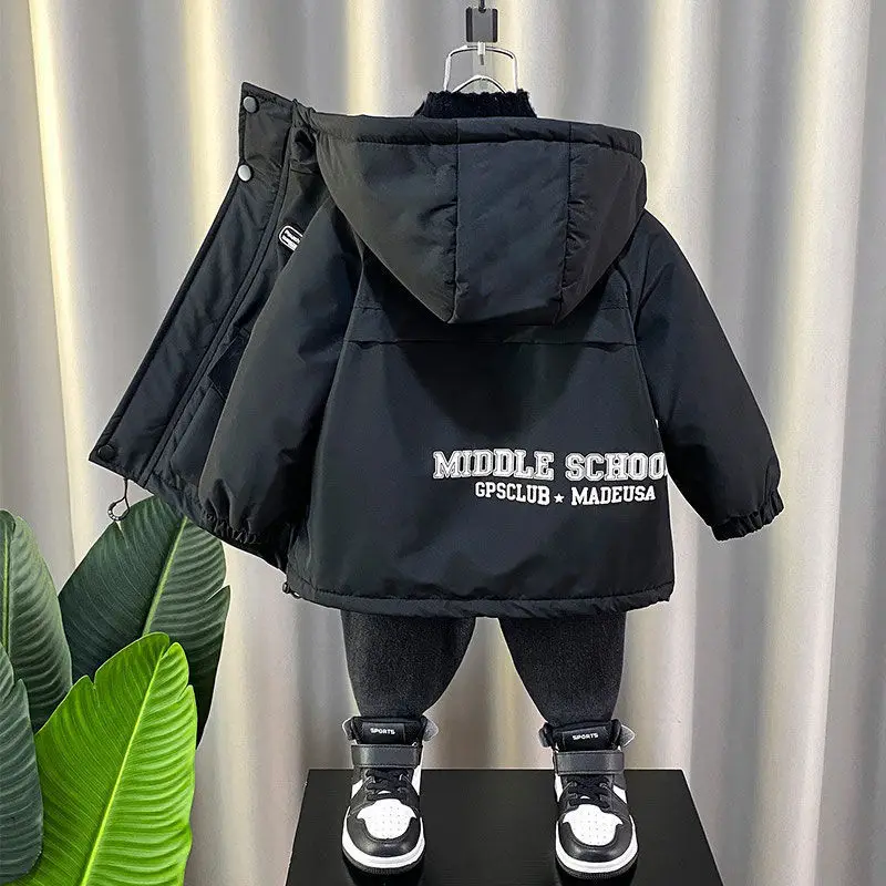 

Boys Thicken Coats Kids Winter Warm Parkas Children Hooded Jackets Autumn Kids Windbreakers New 2025 Thermal Cotton Clothes