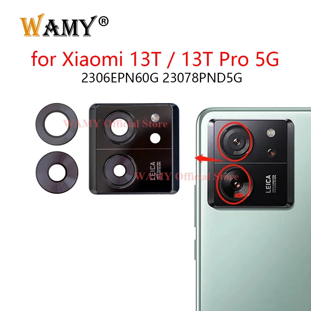 WAMY Rear Back Camera Glass Lens Camera Frame Bezel Cover Replacement For Xiaomi 13T 13T Pro 5G 2306EPN60G 23078PND5G