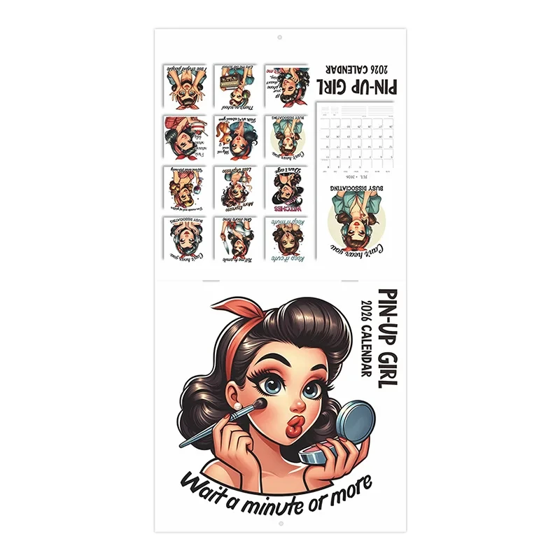 2026 التقويم 12 شهر مخطط الحائط الساخرة ربة منزل متعب المرأة مضحك كلمة تقويم الحائط الشهري هدية الكريسماس