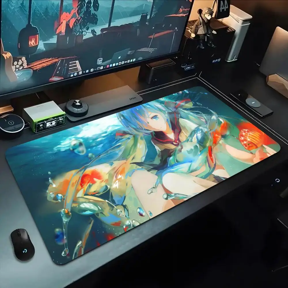 

anime goldfish girl Mouse Pad 500X1000 mm Large Gaming Mousepad Gamer XL Rubber Otaku Keyboard Pad Laptop Desk Mat