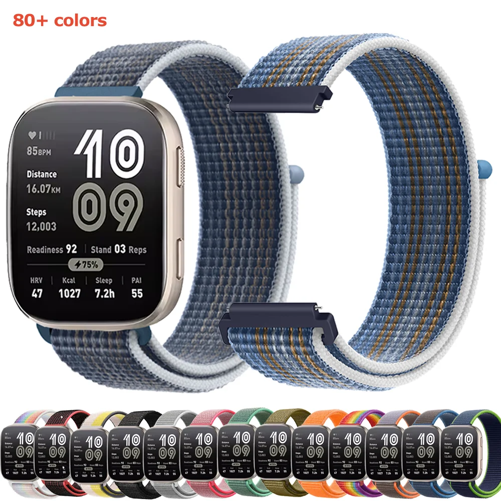 

22mm Nylon Loop Band for Amazfit Bip 6 Bip6 Strap Smartwatch Replacment Watchband Bracelet Correa for Amazfit Bip 6 Band 20mm