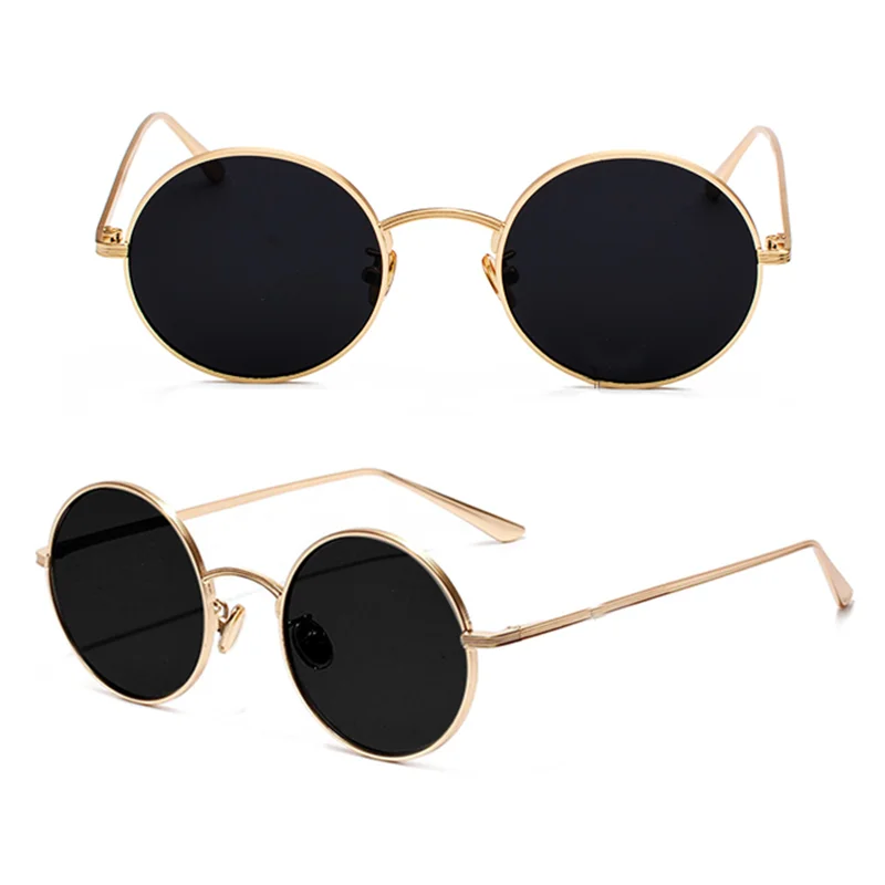 Retro Round Sunglasses Women Men Round Frame Sun Glasses Popular Fishing Leisure Black Driving Eyewear Sunshade Photography