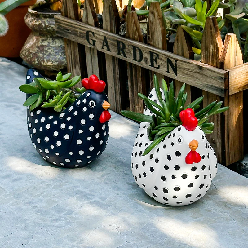 กระถางต้นไม้ลายการ์ตูนไก่ตลกๆ ของมินิโซ กระถางต้นไม้รูปไก่ตัวผู้น่ารัก สำหรับตกแต่งสวน ลานบ้าน และฟาร์ม