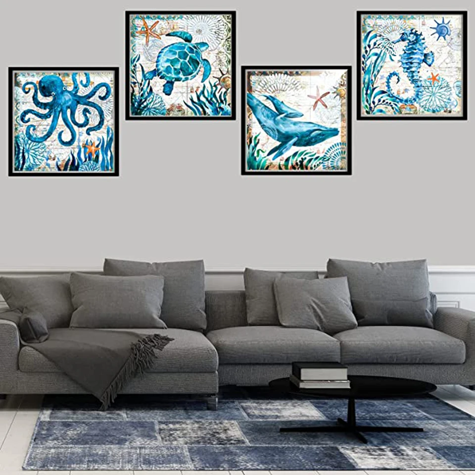 DIY Diamond Painting Seahorse Octopus Sea Turtle Animals Cross Stitch Kits 5D Diamond Mosaic Full Drill Picture Home Decoration