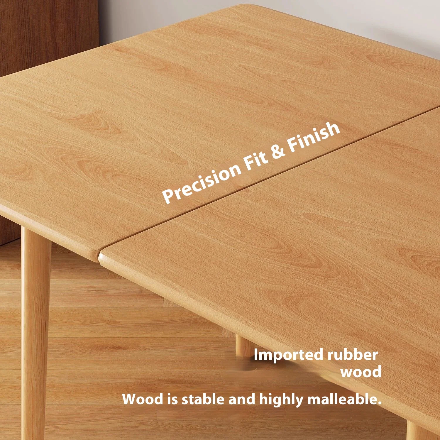 โต๊ะอาหารไม้จริงพับได้ โต๊ะอาหารขนาดเล็กสำหรับใช้ในบ้าน โต๊ะอาหารแบบยืดหดได้พร้อมเก้าอี้สำหรับร้านอาหาร