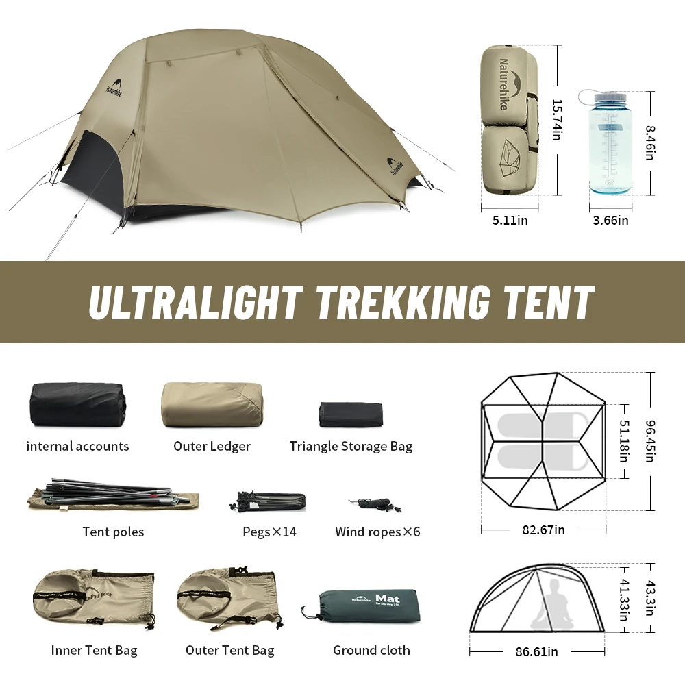 Imagem -06 - Naturehike-star River ul Ultralight Caminhadas Tenda 15d Impermeável Anti-mosquito Pessoas Tendas Camping ao ar Livre Viagem Sun Shelter