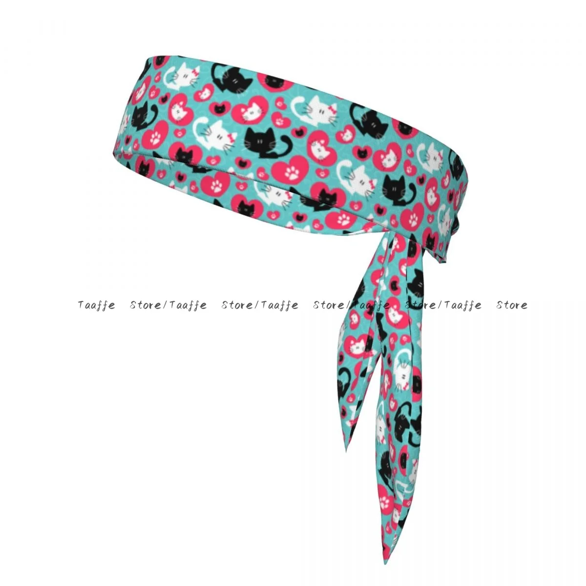 

Head Tie Sports Headband Romantic Pattern With Cute Couple Of Cats Athlete Sweatbands Head Wrap For Working Out Running Yoga