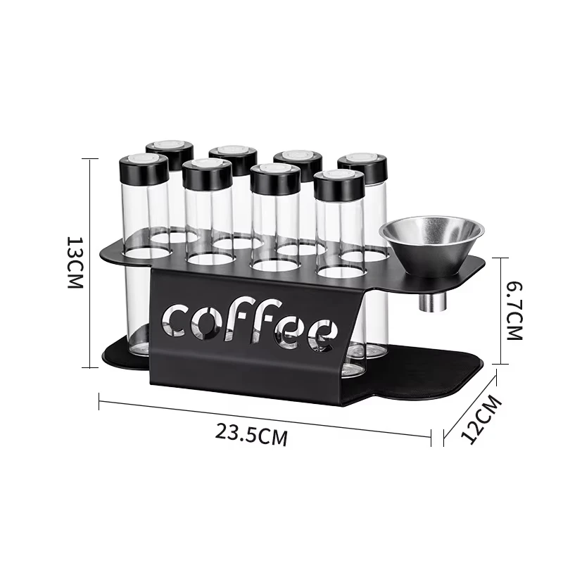 Coffee Beans Container Tube Display with Single Dose Tea Exhaust Valve, 22G Coffee Beans Sub-bottling Tube Storage Rack Set