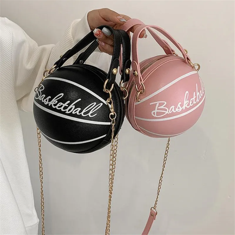 

ChainShoulder Y2K Bag Footba Basketball Shaped Tote Bag Fashionable , PU Leather Top Handle Circle Handbag Purse Cross body Bags