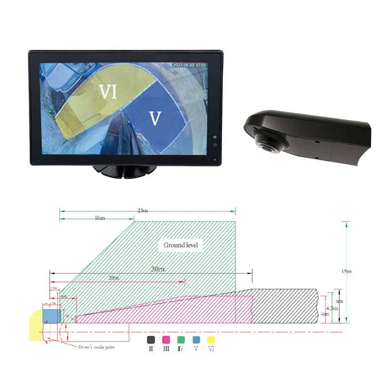 10.1 Inch Emark R46 Truck Blind Spot Cover Monitor Camera Class V VI Direct Vision Bus Camera Monitor Car Mirrors