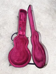 Factory direct electric guitar brown leather case red guitar case with lock inside free shipping