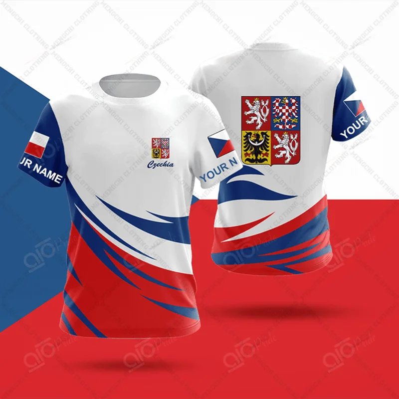 Custom Name Summer Casual Czech Flag Graphic T-shirts Cool Men's Fashion Jersey Soft Short Sleeve Tops Fast Dry Sportswear view 4