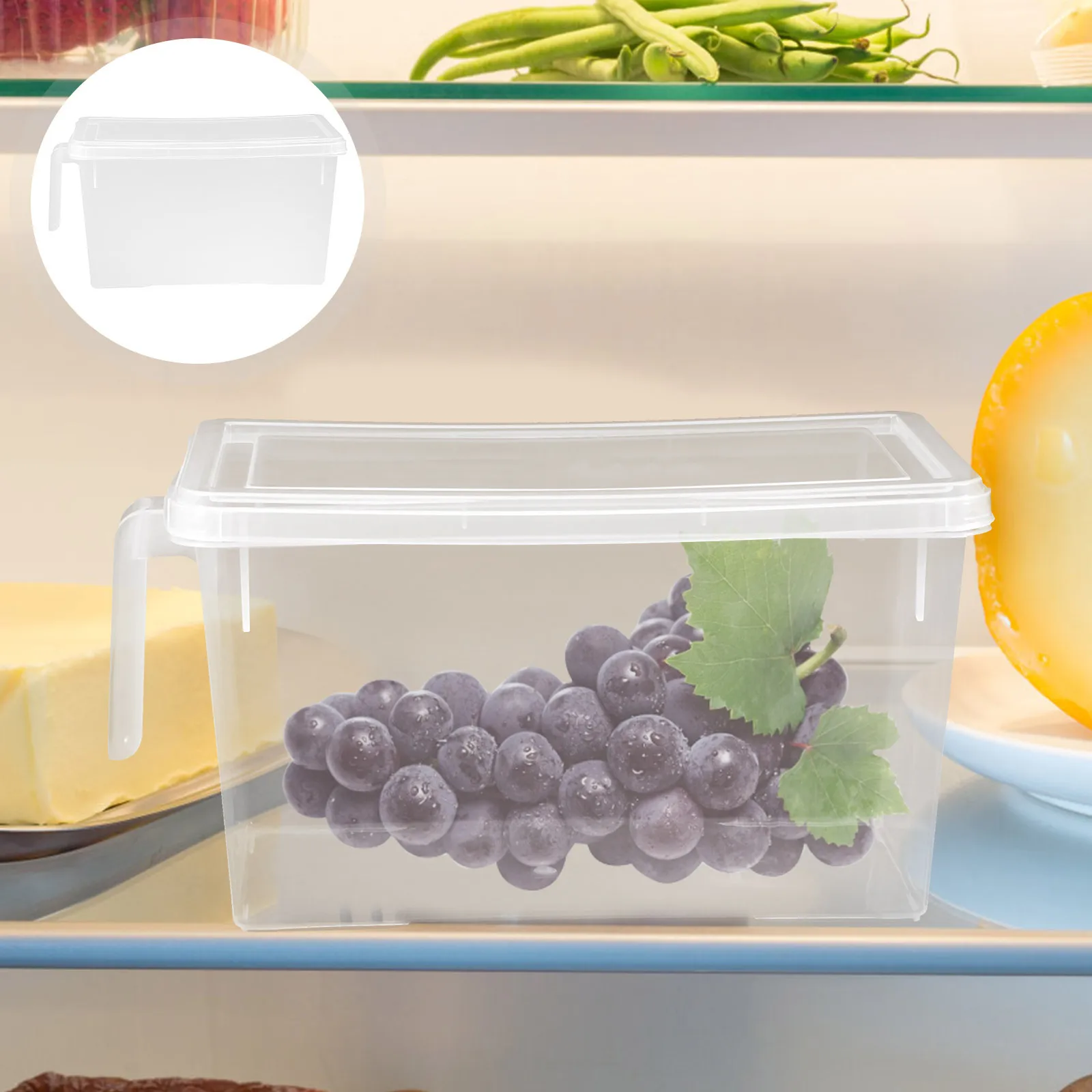 

Premium Food Storage Box With Cover Refrigerator Fresh Keeper Freezer Storage Case For Fruits Vegetables Household Fridge Supply