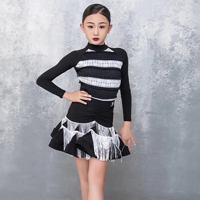 

New Girls Latin Dance Competition Dress Children'S National Standard Ballroom Dance Costume Kids Stage Dancing Dresses SL11832