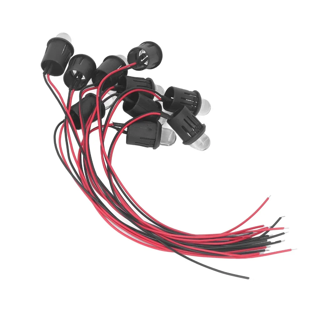 Ampoule LED 12V, 10mm, 10 pièces, ampoule claire à l'eau, indicateur de lumière pilote, Diodes électroluminescentes précâblées, décoration de la maison, bricolage