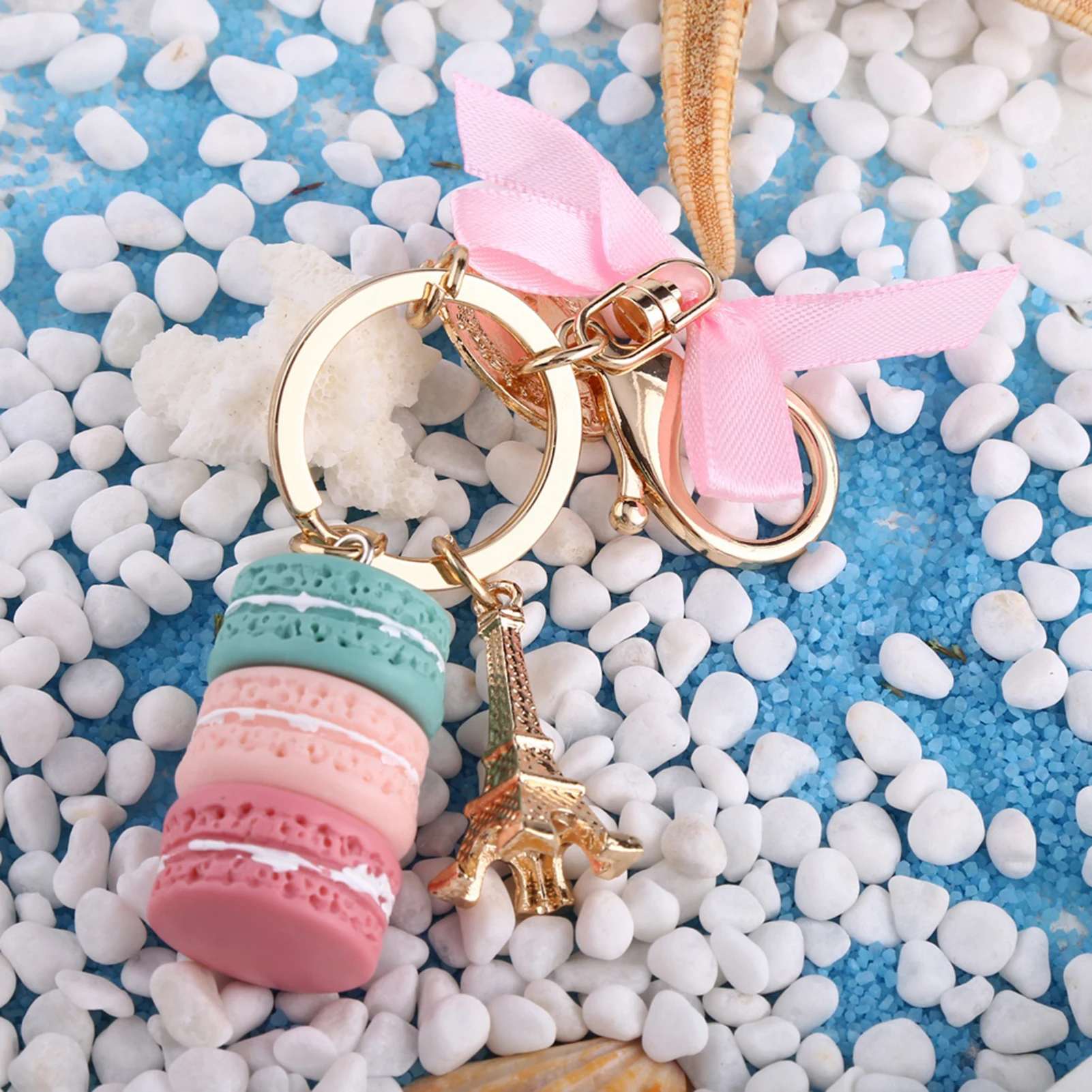 D9 Colorful Cute Macaroon Eiffel Tower Keychain Keyring Bag Pendant Car Charm Halloween Decoration