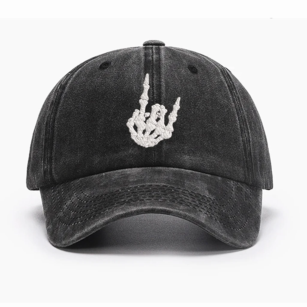 قبعة يد هيكل عظمي للرجال والنساء، قبعة بيسبول مضحكة مطرزة بجزء سفلي قابل للتعديل #1