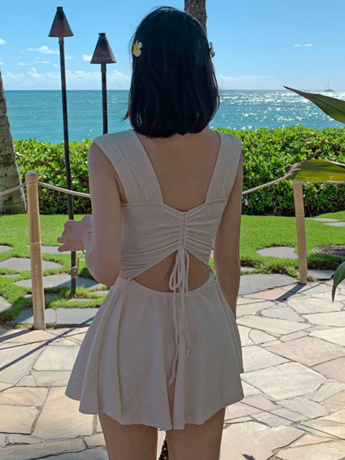 Conservative One-Piece Swimsuit for Women Sexy Slimming Belly Cover Ins Fairy Hot Spring Swimwear Casual Svel Swimwear