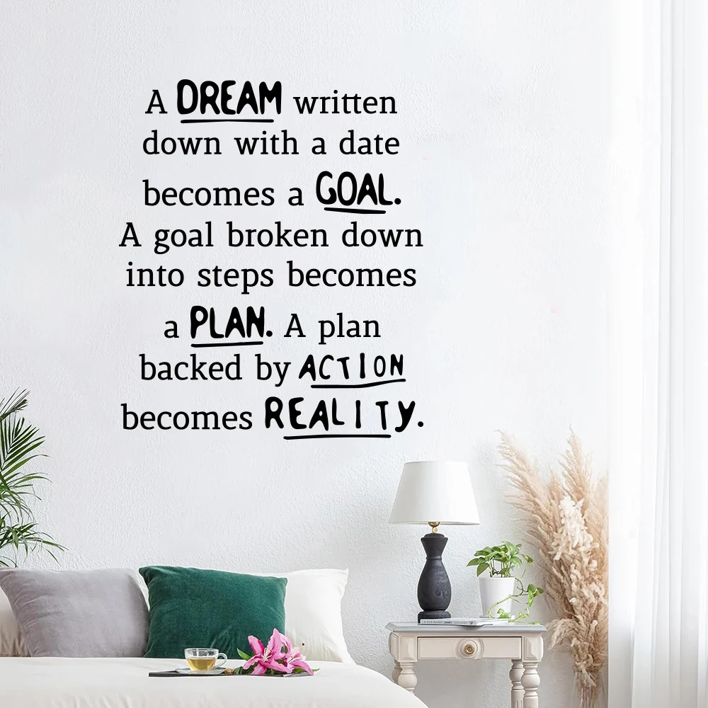 A Dream Written Motivational and Inspirational Office Wall Decal Sticker for Business Teamwork Words and Saying Positive Decor