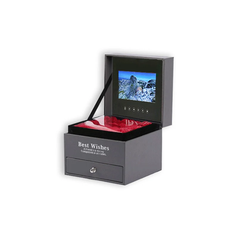 Promotional 4.3 Inch LCD Screen Video Gift Box With Drawer And Flowers For Valentine's Day