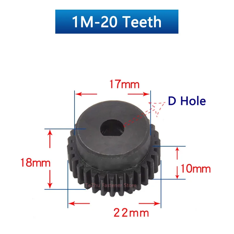 1pc 20T-26T 1M D Hole Spur Gear with Step 1 Mod 20 22 24 25 26 Teeth 45# Steel Metal Motor Gear Bore 5x4.5/6x5/6x5.5/8x7-12x11mm