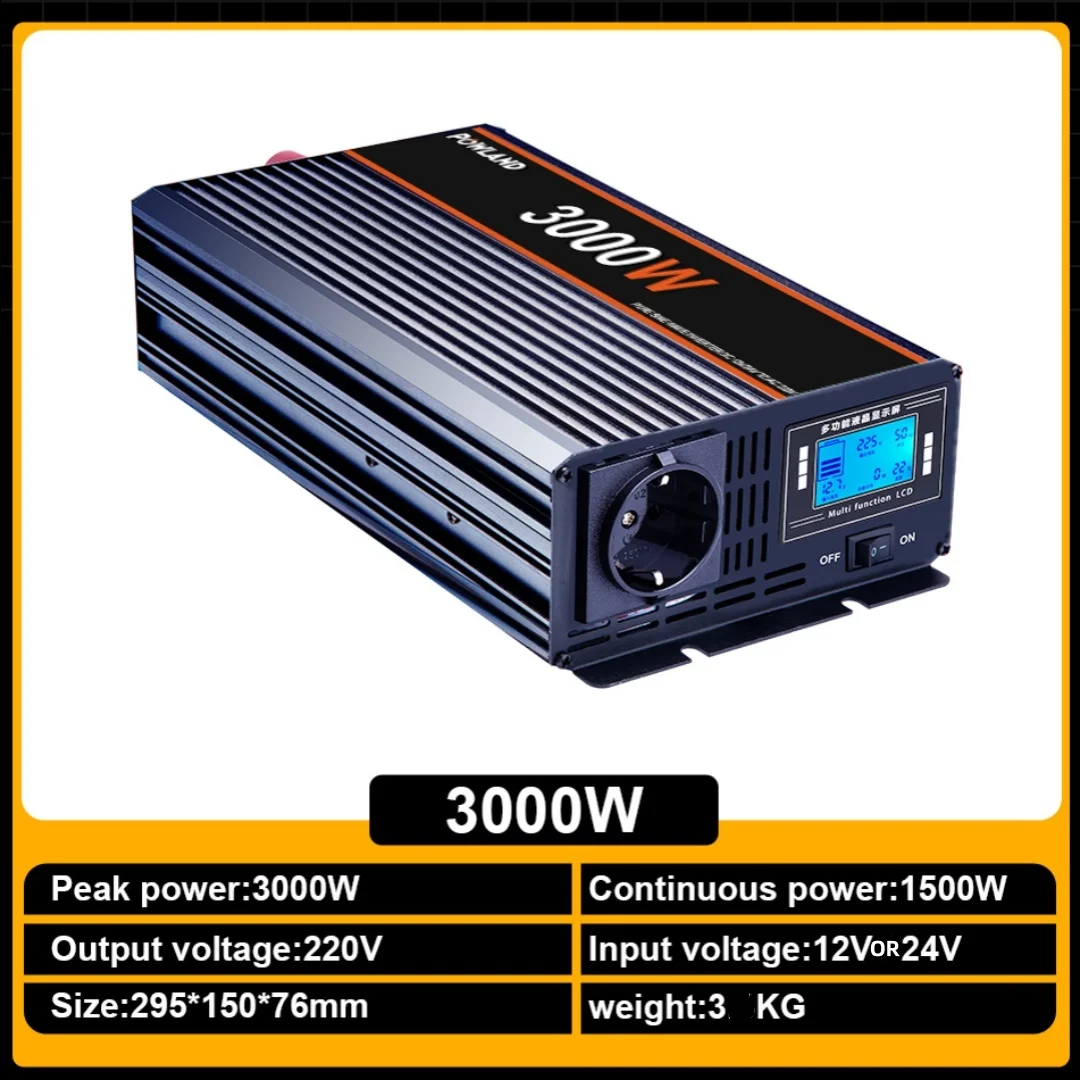 Powland 8000W 6000W Zuivere Sinus Omvormer 12V 24V Naar 220V 230V 50HZ Power Converter met Afstandsbediening Auto Omvormer Voor Thuis
