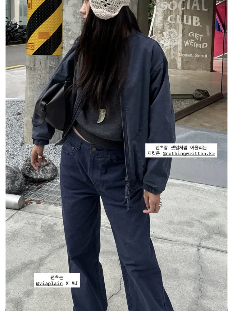 

Двойная молния с воротником-стойкой, женская винтажная повседневная рабочая одежда, верхняя одежда свободного покроя, хлопковая длинная одежда...