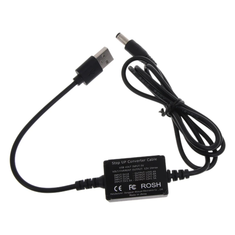 USB to Converter Cable 5V to 12V Adjustable Voltages Booster Line for 12V LED Lamp Bluetooth-compatible Speaker 41QA