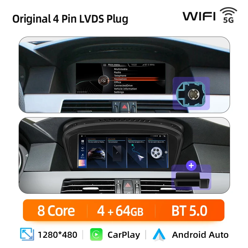 Junsun Draadloze Carplay Auto Radio Multimedia Voor BMW 5 Serie E60 E61 E63 E64 E90 E91 E92 E93 CCC CIC 4G GPS Navigatie