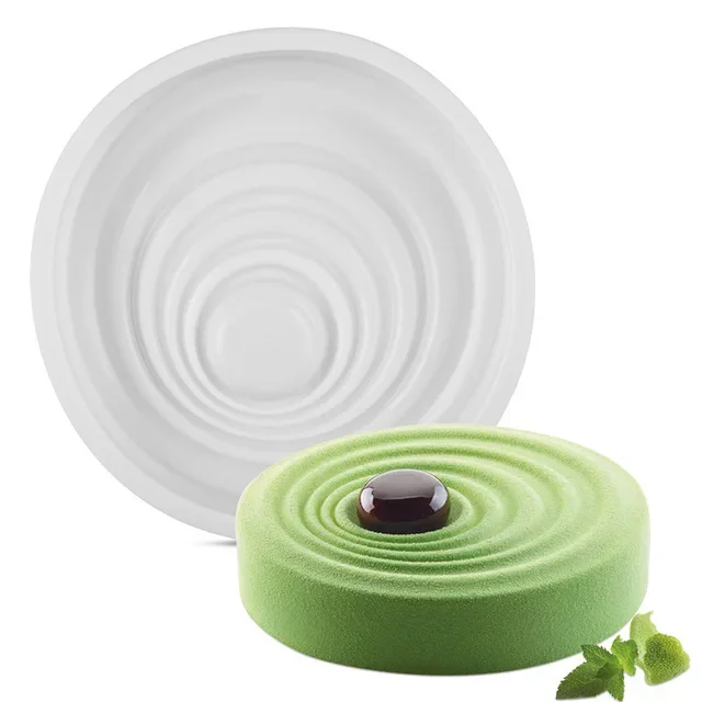 8 Inch Round Ripple Loop Silicone Mould Mousse Mold Cake Mold Circular Ripple French Dessert Silica Gel Cake Mold Baking Tool