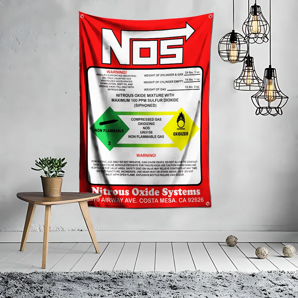 60x90cm NOS Energy Drink Flag Polyester Digital Printing Banner for Garage Wall Art Out Door Decoration With Brass Grommets